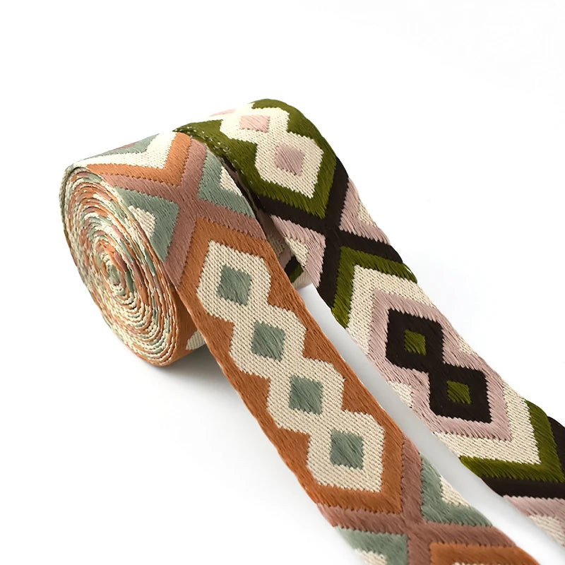 For Deepeel RD059 5cm Ethnic Style Shoulder Strap 2mm Thick Polyester Jacquard Webbing Tape for Garment Accessories Bag