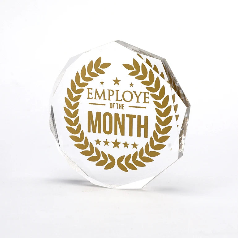 Acrylic Award Appreciation Trophy Acrylic Polygon Clear Keepsake Paperweight Gift for Adults and Kids Decoration Souvenir
