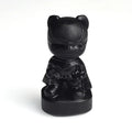 HZ Natural crystal animal quartz sculpture hand craved black obsidian cartoon bat shape model children gift