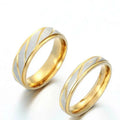 Gold Plating Wave Pattern Twill Wedding Promise Ring Without Stone for Couple Engagement Rings
