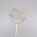 Round Acrylic Wood Happy Birthday Cake Topper for Birthday Party Party Supplies with Number Shape Decorations