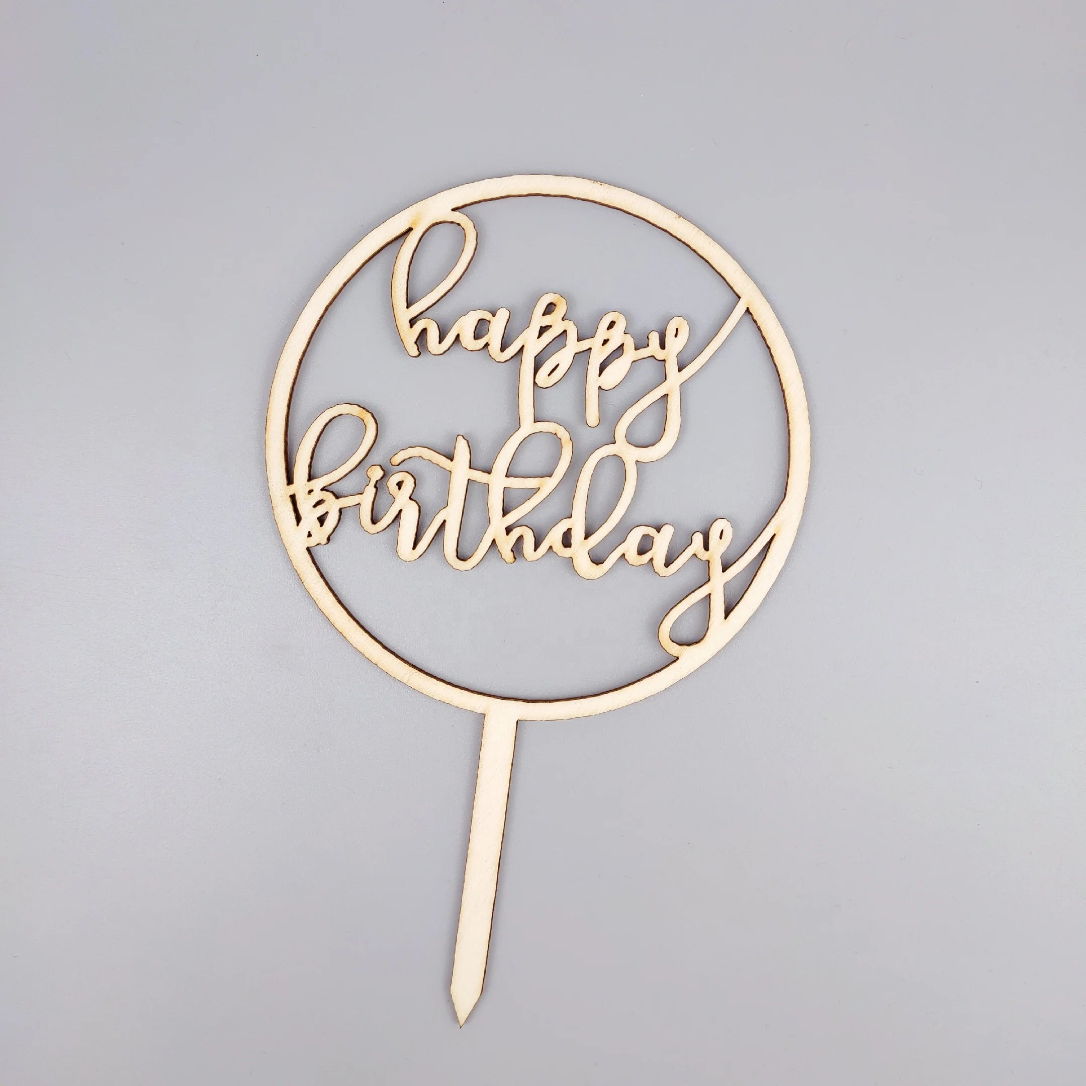 Round Acrylic Wood Happy Birthday Cake Topper for Birthday Party Party Supplies with Number Shape Decorations
