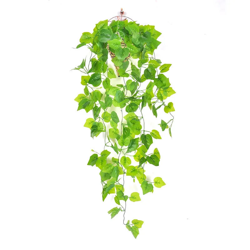 F212 Artificial Vines Wall Hanging Rattan Leaves Outdoor Garden Home Decoration Plastic Fake Leaf Green Plant Hanging Leaves