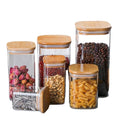 Custom High Borosilicate Glass Large Square Shape Spice Container with Cover Country Style Kitchen Use Storage Jars