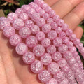 Wholesale 6/8/10mm Pink Cracked Quartz Crystal Stone Round Loose Beads for Jewelry Making DIY Necklace Bracelet Earring