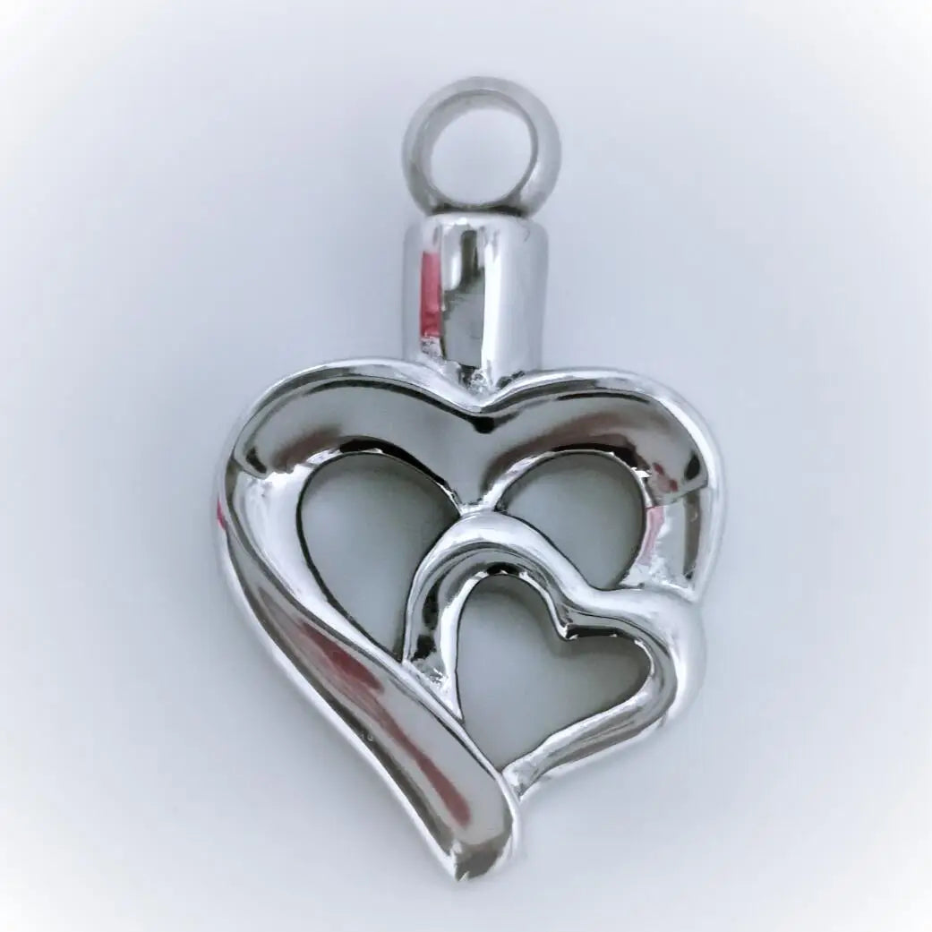 Double Heart Urn Necklace Stainless Steel Hollow Heart Ashes Pendant Jewelry Cemetery Memento Heart Keepsake Cremation Urn Ashes