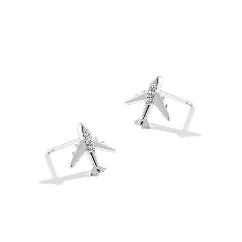 925 Sterling Silver Plane Earrings Women Simple Fashion Wedding Jewelry Accessories