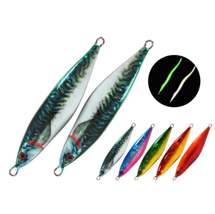 160g-400g Slow Jigging Lead Metal Fishing Lures 3D Printed Luminous Hard Bait for Saltwater Fish and Bass Sea Fishing Lure