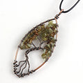 HY Natural Amethyst Reiki Chakra Tree Chakra Crystal Wire Wrapped Healing Crystal Pendant Necklace Folk Crafts