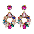 Fashion Jewelry Boho Vintage Color Rhinestone Glass Dangle Earrings Luxury Jewelry Pendant Earrings for Women