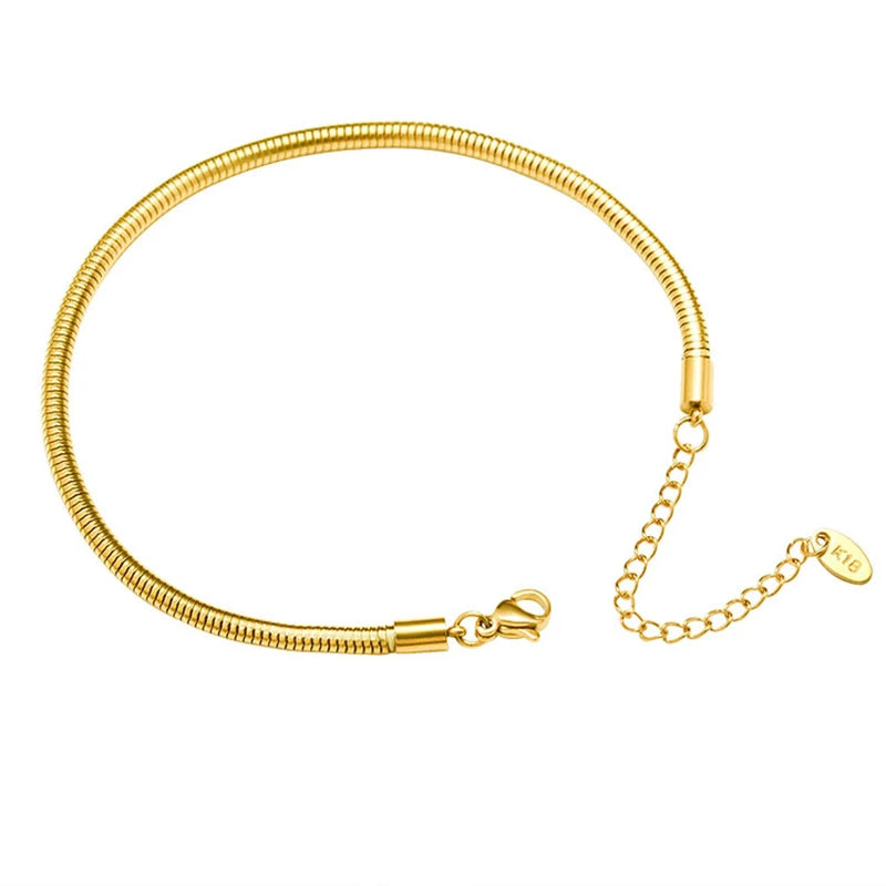 Gold Plated PVD Plating Stainless Steel 3.2MM Round Snake Chain Bracelet Anklet