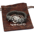 Mens Fashion Vintage Stainless Steel Viking Wolf Fenrir Head Wolves Head Bracelet Bangle