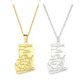 Customizable Stainless Steel Necklace for Women 18K Gold Plated Ghana Map Pendant Wholesale Fashion Jewelry for Gift Occasions