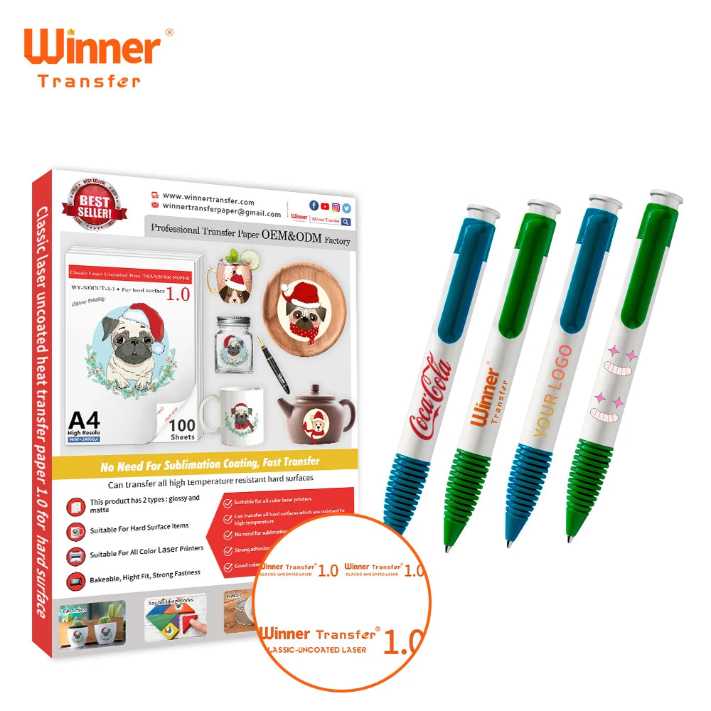 Best Quality Pack of 100 Sheets Long Lasting Printing Laser Heat Transfer for Light Hard Surface