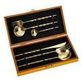 18/8 Creative Bamboo Gold Cutlery Set Stainless Steel Knife Fork and Spoon Silverware Restaurant Cutlery Set