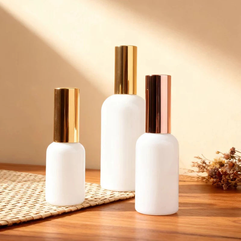 Eco-Friendly White Ceramic Glass Sprayer Refillable 50ml 100ml Bottle Mist Atomizer for Home Clean Essential Oil Plant Skincare