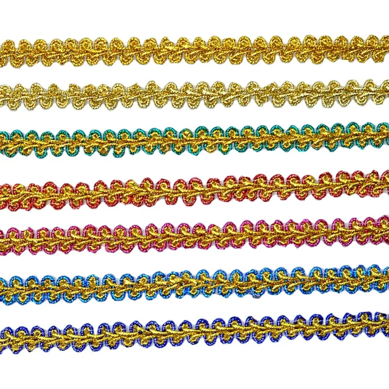 8mm Small Centipede Gold Lace Trimming Twist Braid Ribbon Diy Clothing Sewing Accessories Cheap Braided Lace Trims for Costume