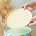 Solhui INS Matte Cream Yellow Macaron Color Ceramic Glazed Pizza Plates Round Cake Salad Plate
