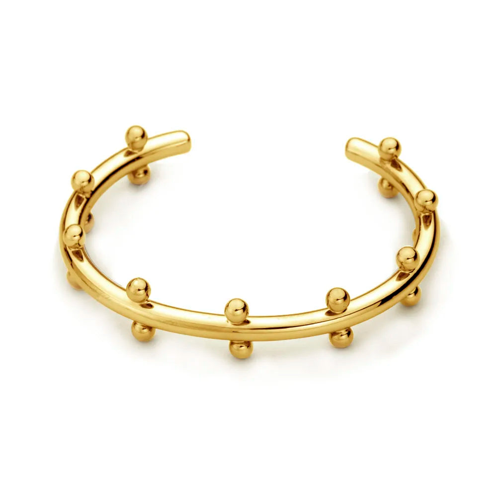 Fashion Metal Cuff Bracelets and Bangles Gold-Plated Brass With Small Beads Elegant Metal Pulseiras Decorations