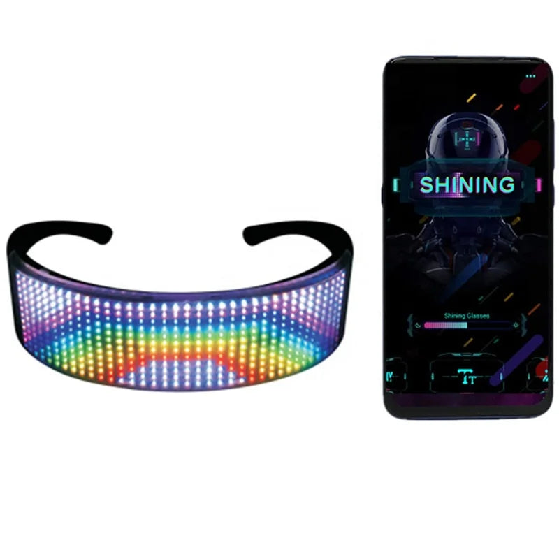 Editable Shining GlassesProgrammable LED Smart Glasses App Control With DIYTextGraffitiAnimation/Rhythm