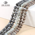 Natural Black/Coffee/White Spectrolite Round Loose Beads Faceted Beads 4/6/8/10/12MM Semi-Finished Accessory for Jewelry Making