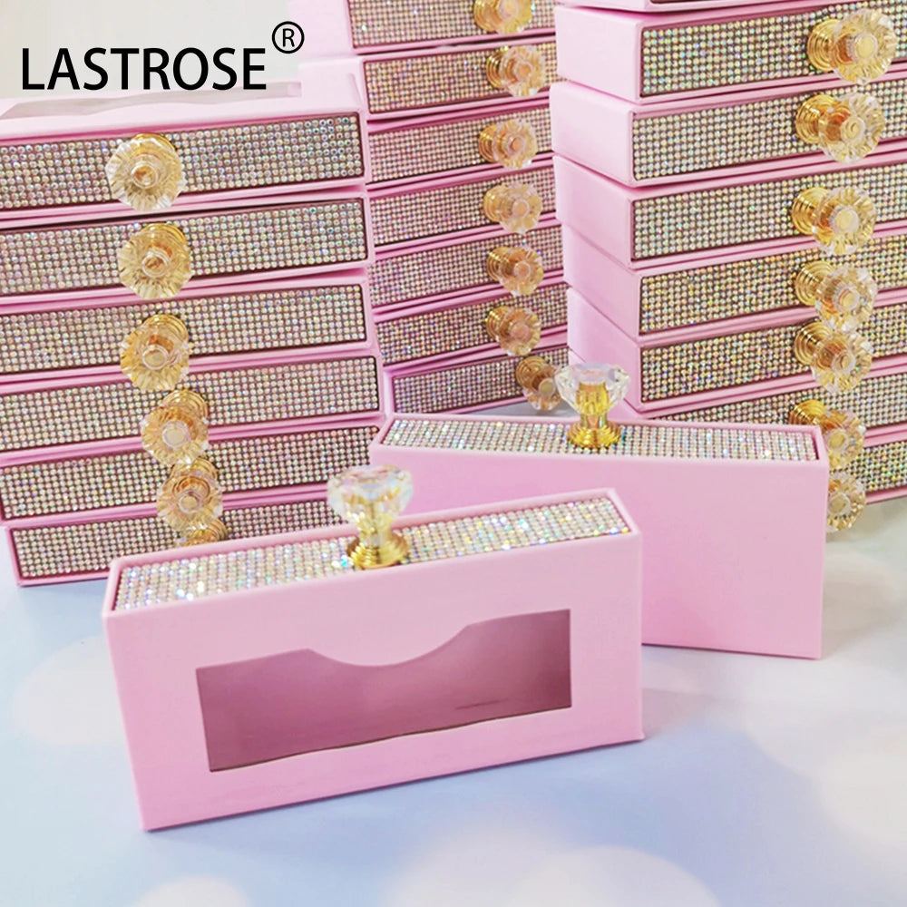 New Design Diamond Packaging Rhinestone Eyelash Box Lovely Glitter Eyelash Packaging Box Make Your Own Eyelash Box