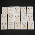 Gold Plated Butterfly Unicorn Stud Necklace Set Necklace Geometric Stud Heart Collarbone Chain With Earrings Set