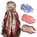 Wholesale 35" X 35" Large Square Breathable Silk Hair Bandana Soft Head Sleeping Wrap Satin Bandanas Neck Scarf  for Women