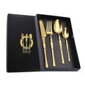 New Design Stainless Steel Gold Plated Silverware Royal Vintage Wedding Luxury Gift Flatware Small Waist Cutlery Set