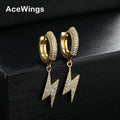 E076 Men and Women Geometric Gold/Silver Plated Zircon Hip Hop Stud Earrings Fashion Jewelry Anniversary Party Gift