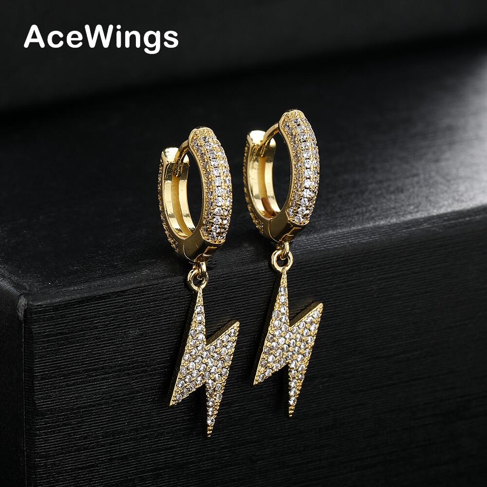 E076 Men and Women Geometric Gold/Silver Plated Zircon Hip Hop Stud Earrings Fashion Jewelry Anniversary Party Gift
