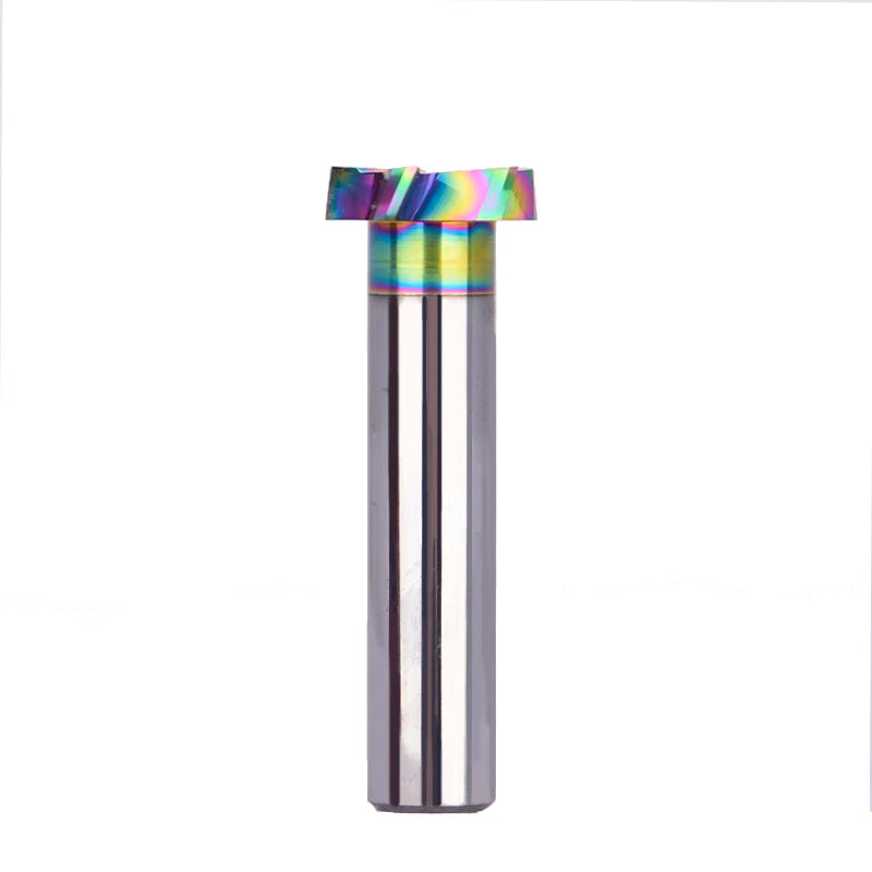 T-Slot Groove Keyhole CNC Bit T Slot End Mill Types Milling Cutter Tool Woodworking Key Hole Router Bit with DLC Rainbow Coating