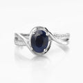 Abiding Fashion Jewelry Natural Gemstone 925 Sterling Silver Blue Sapphire Wedding Ring for Women