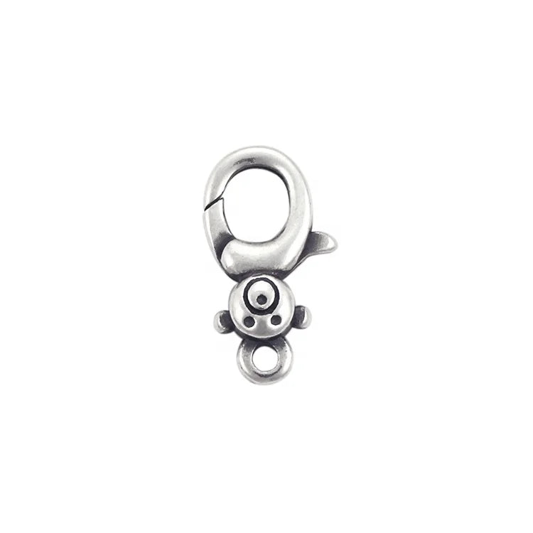 14mm Unique Without Plated Oxidized Sterling Silver Little Bear Lock Findings Small Pendant Lobster Clasp