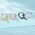 Wholesale 100%925 Sterling Silver Black Cute Cat Earrings for Women Fine Jewelry Party Gift Rose Gold Animal Hoop Aretes SCE1488