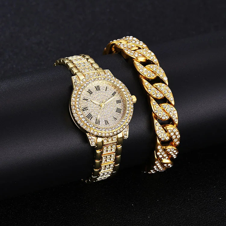 Shiny Diamond Steel Belt Latest Wrist Watch Roman Face Sky Temperament Business  Watches with Bracelets