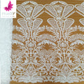 HY2962 Luxury French Heavy Work Porcelain White Beaded Wedding Lace With Sequins Bridal Dress Fabric African 5 Yards
