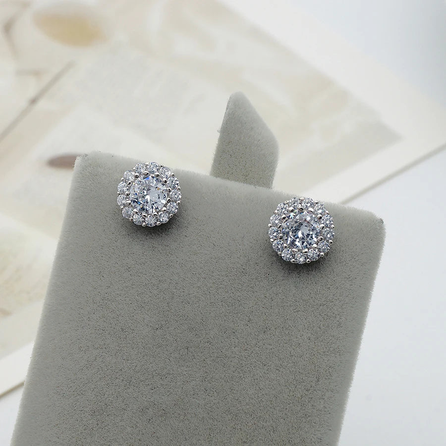Fashion Diamond Design Stud Earring for Women 925 Sterling Silver Earrings Jewelry Set