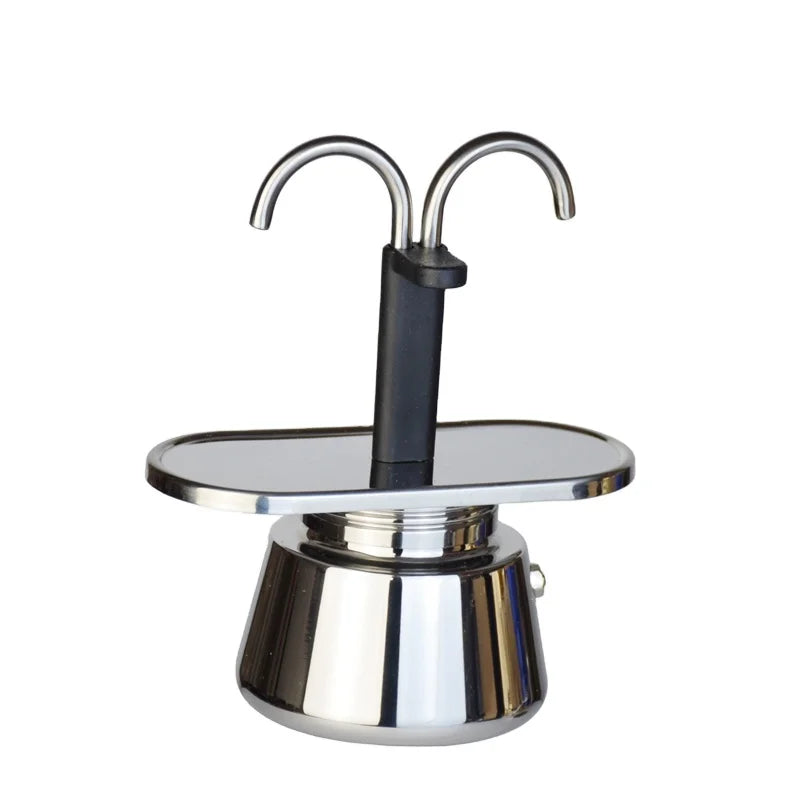 Custom 2 Cups 100ml Double Tube Stainless Steel Mocha Pot European Coffee Pot Espresso Coffee Appliances