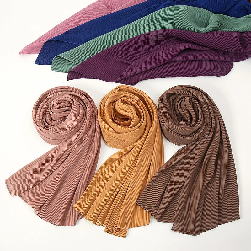 2026 New Design New Hot Hot Style Fine Pearl Hijabs Chiffon Monochromatic Thin Fine Crushed Female Scarves Autumn