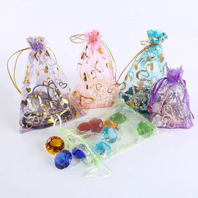 9*12 cm Golden Butterfly Organza Drawstring Gift Bags Jewelry Pouches for Storage and Display