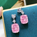 CAOSHI Unique Heart Geometry Design Bling  Pink Crystal Zircon Hanging Earrings for Fashion Party Wedding Pendant Earrings Women