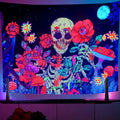 Psychedelic UV Reactive Portrait Hippie Bohemian Gypsy Wall Tapestry Hanging Black Light Glow Dark Eco-Friendly Polyester Decor