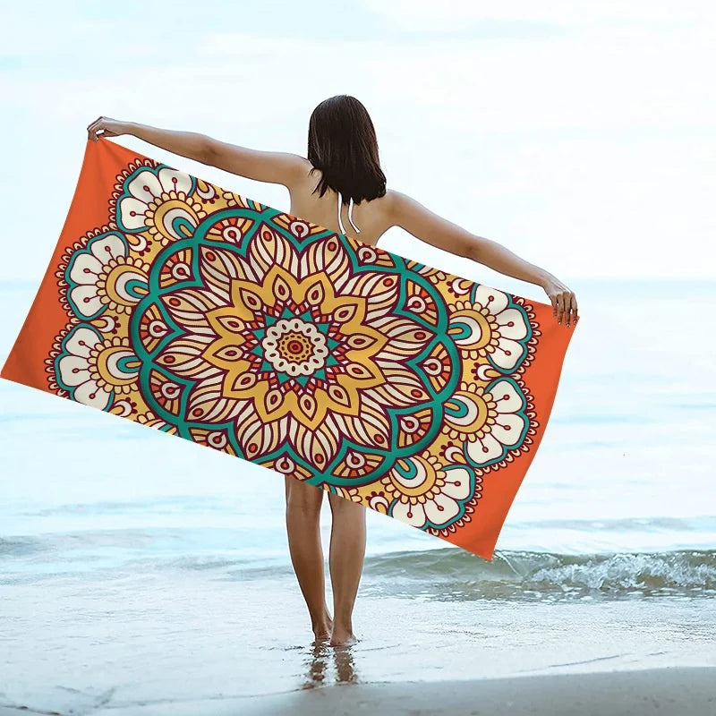 Custom Wholesale Digital Sublimated Printed Logo Sand Free Quick Dry Swimming Pool Microfiber Beach Towel