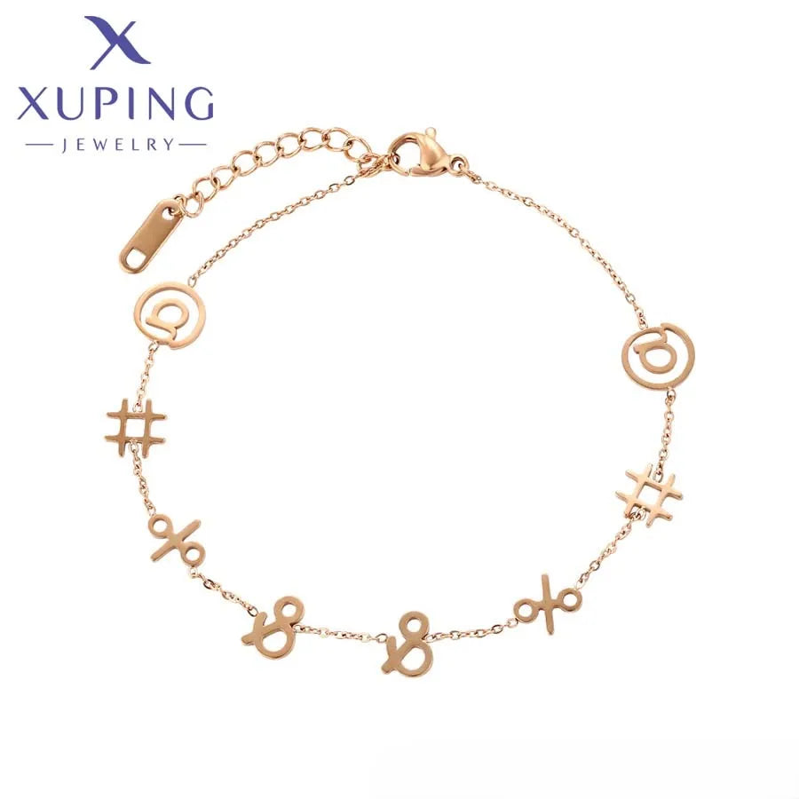 77376 XUPING JEWELRY Rose Gold Color Dainty Stainless Steel Other Fine Fashion Friendship Jewelry Women Bracelet