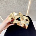 New Style Metal Banquet Bag Geometric Rhombus Dinner Bag Small Square Clutch Texture Chain Shoulder Bag for Girls