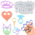 DM048 Finger Protection Epoxy Molds Resin Keychain Finger Sleeve Owl Cat Pendant Self-defense Keychain Crystal Resin Mold