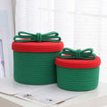 Eco-Friendly Sustainable Collapsible Folding Circle Home Decor Storage Basket with Lid Cotton Rope