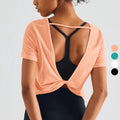 Summer Trendy Quick-drying Hollow Out Yoga Short Sleeve Top Running Workout Sportswear Fitness Gym Shirts for Women