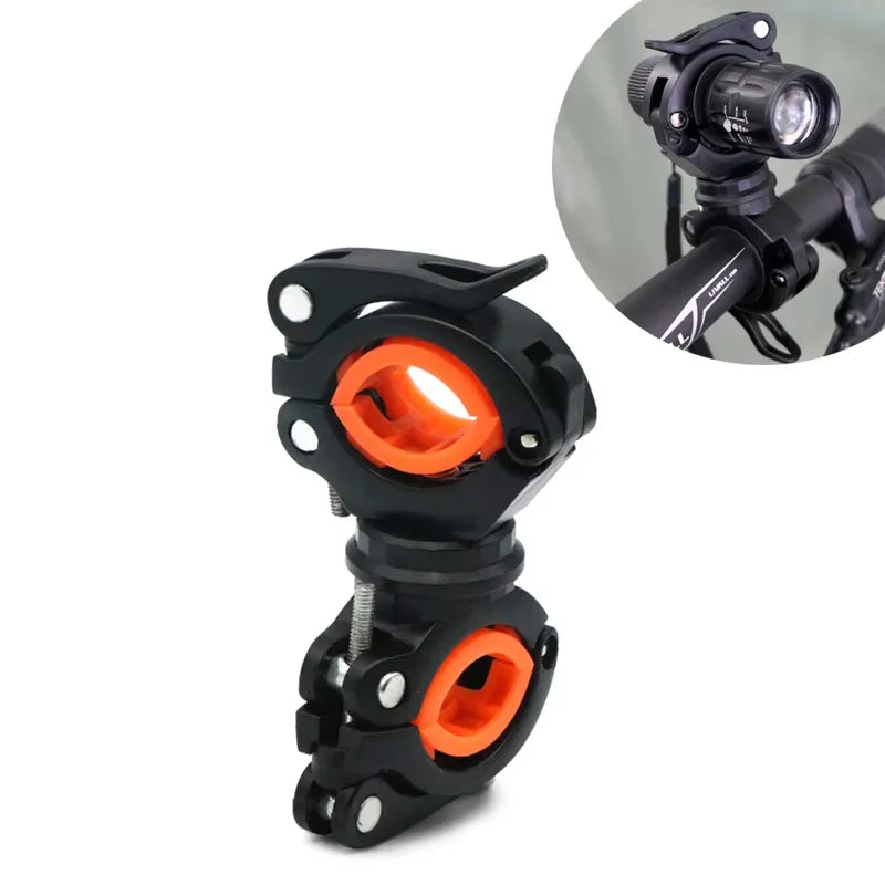 RIDERACE 360 Degree Rotating Bike Light Frame Multi-function Two-way Flashlight Bracket Adjustable Handlebar MTB Road Bicycle